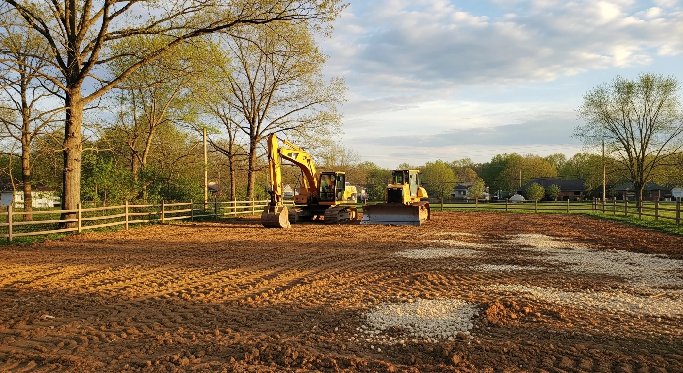 Excavation equipment clearing land for development